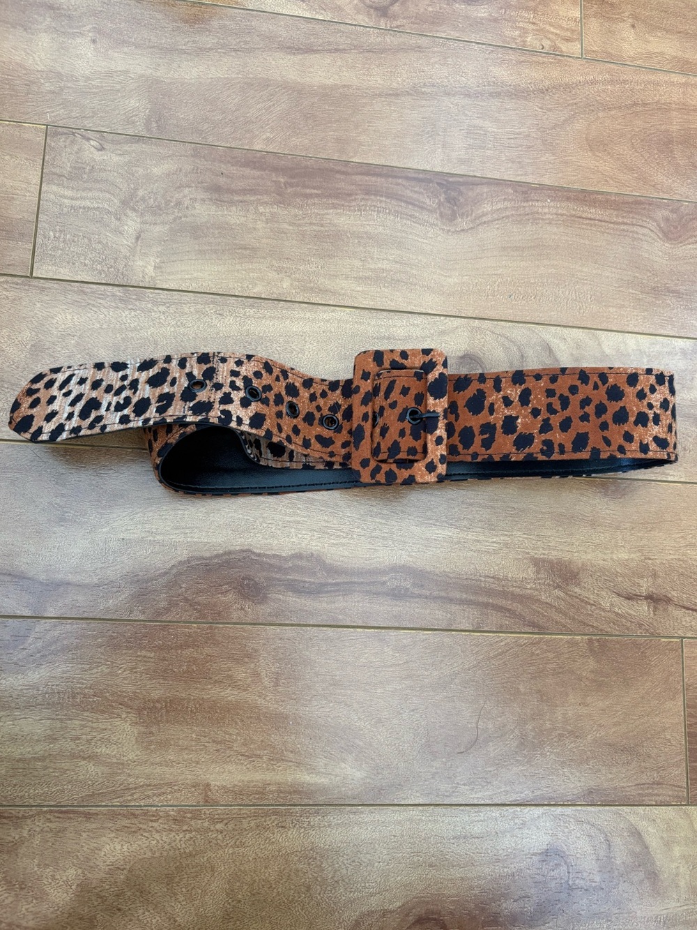Leopard Print Wide Waist Belt - Brown